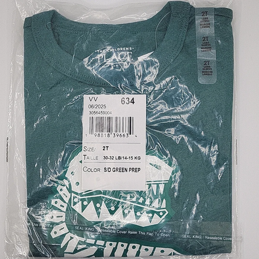 The Children's Place Green Dinosaur Long Sleeve Tee NWT